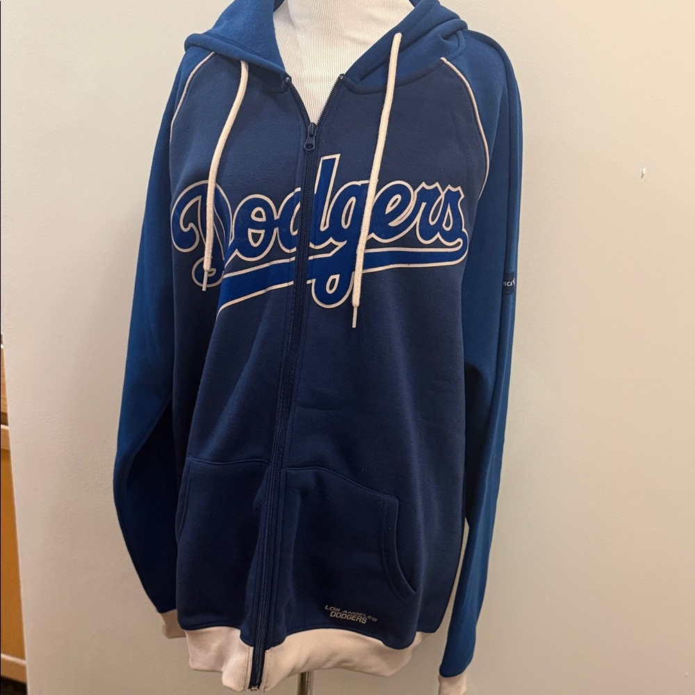 Navy Official Dodgers Zip-Up Sweater